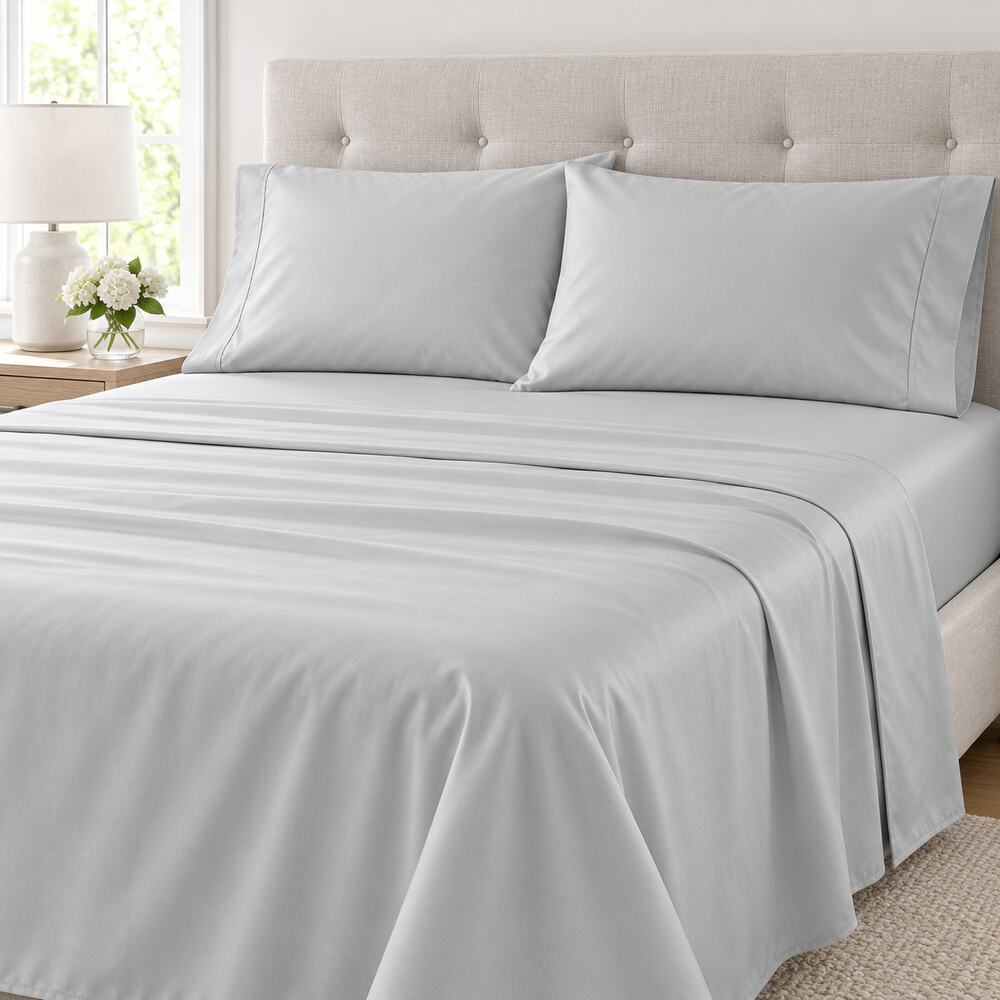 Charter Club Damask 550TC QUEEN 4 Pc Sheet Set Gray 100% Cotton Supima